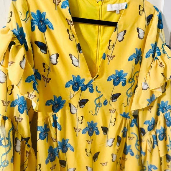 BORGO DE NOR IRIS YELLOW BLUE HIGH LOW DRESS MSRP $805 RADIANT - Picture 6 of 8